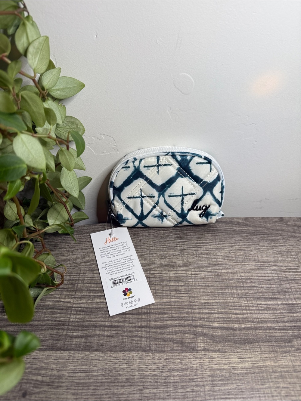 NWT Lug Stash Coin Pouch Diamond White Quilted Mini